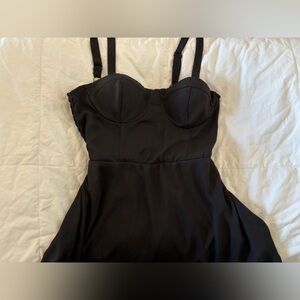 Black adjustable strap midi dress